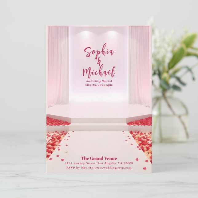 Convites Petais de Rosa de Cobrir da Revista de Casamento (Em pé/Frente)