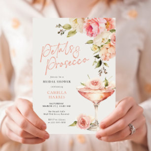 Convites Petais e Chá de panela Floral Rosa Prosecco