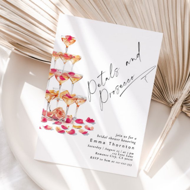 Convites Petais e Chá de panela moderno mínimo Prosecco (Criador carregado)