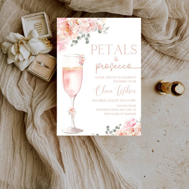 Convites Petais e Chá de panela Prosecco-Champanhe Floral (Criador carregado)