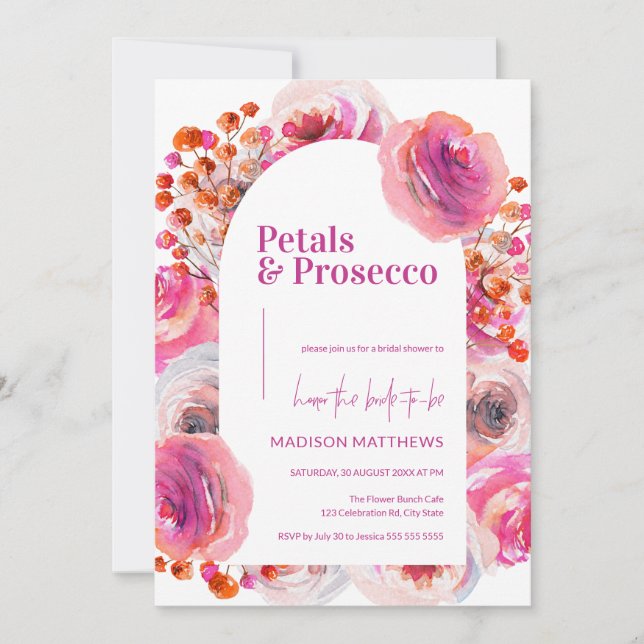 Convites Petais e Prosecco - Arca Floral Bridal de Verão (Frente)
