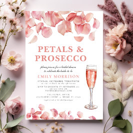 Convites Petais e Prosecco Chá de panela Floral Rosa Modern