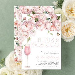 Convites Petais e Prosecco Chá de panela Floral Rosa Modern