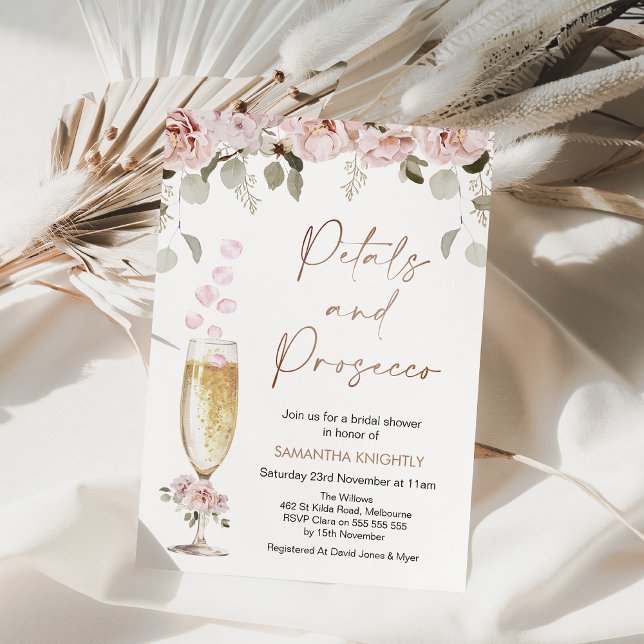 Convites Petais e Prosecco Floral e Chá de panela de Vidro (Petals and Prosecco Bridal Shower Invitation, Champagne Petals Bridal Shower theme, Wedding Shower, )