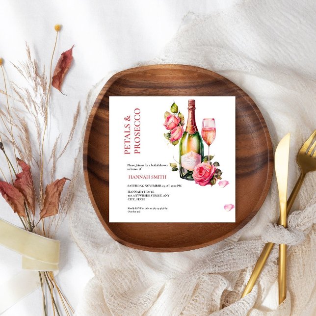 Convites Petais Elegantes e Chic e Chá de panela Prosecco (Criador carregado)