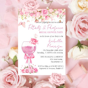 Convites Petais Florais Rosa e Chá de panela Prosecco