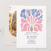 Petal Pink/Cornflower Abstract Floral Boho Wedding