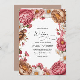 Convites Petal Pink, Mocha Latte & Ivory Pearl Wedding