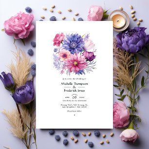 Convites Petal Rosa, Cornflower Blue & Mauve Casamento Flor