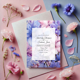 Convites Petal Rosa, Cornflower Blue & Mauve Purple Weding