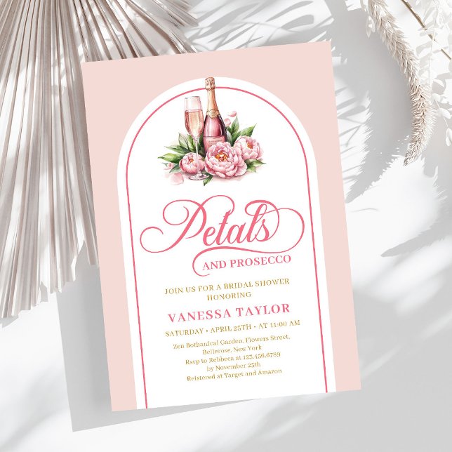 Convites Pétalas Boho e prosecco convidam tons de dourado r (Boho petals and prosecco invite blush gold tones

)