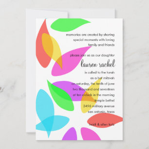 Convites Pétalas Coloridas do Bat Mitzvah