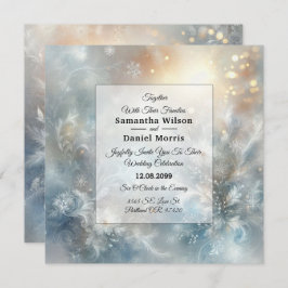 Convites Pétalas congeladas num Ouro Casamento de Névoa de