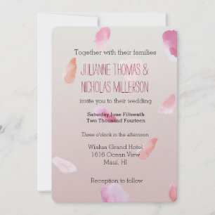 Convites Pétalas cor-de-rosa românticas que Wedding