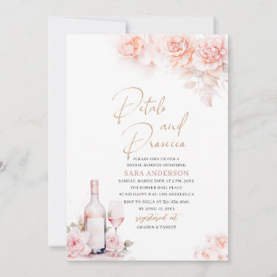 Convites Pétalas de Aquarela Elegante e Prosecco Bridal Sho