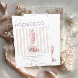 Convites Pétalas de Aquarela Elegantes e Prosecco Noiva Sh