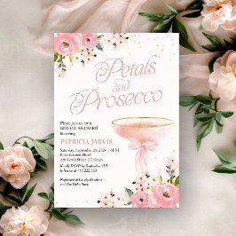 Convites Pétalas de Arco-Íris Rosa e Prosecco Chá de Noiva