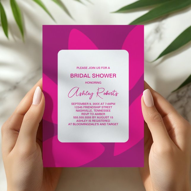 Convites Pétalas de Flor Mod Botânica Fuchsia Chuveiro de N (Criador carregado)