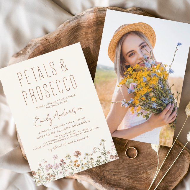 Convites Pétalas de flor selvagem e Chá de panela Prosecco (Criador carregado)