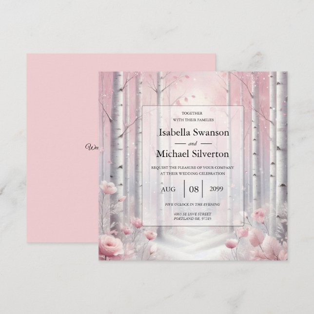 Convites Pétalas de fosco num Casamento de Woodland de inve (Frente/Verso)