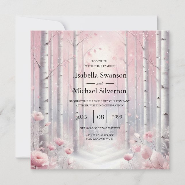 Convites Pétalas de fosco num Casamento de Woodland de inve (Frente)