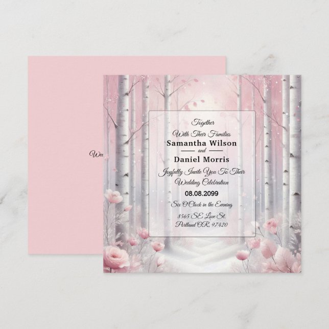 Convites Pétalas de fosco num Casamento de Woodland de inve (Frente/Verso)