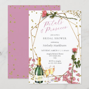 Convites Pétalas de Script e Pink Prosecco