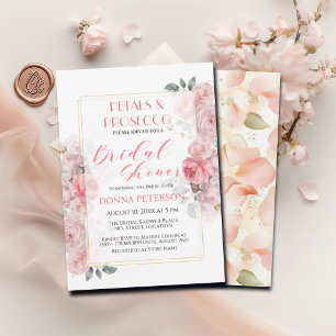 Convites Pétalas e Chá de panela Dourado de Glitter Prosecc