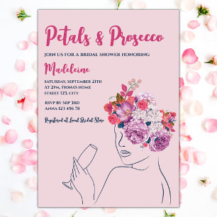 Convites Pétalas E Chá de panela Floral Rosa Prosecco
