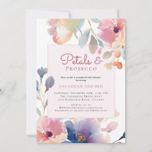 Convites Pétalas e Prosecco Casais Florais Chá de Noiva
