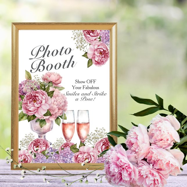 Convites Pétalas e Prosecco Placa de Cabine de Fotos (Petals & Prosecco Photo Booth)