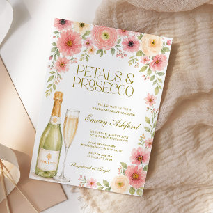 Convites Pétalas e Prosecco Rosa Floral Chá de Noiva