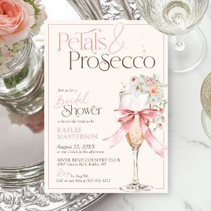 Convites Pétalas e Prosecco Rosa Floral Marfim Festa de Chá