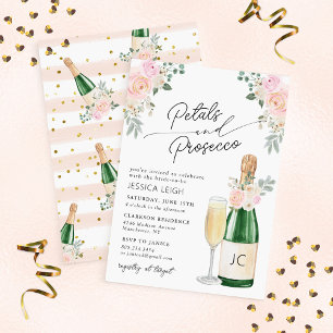Convites Petalas e Prosecco Vinho Espumante Chá de Noiva