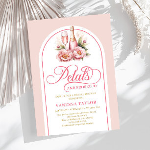 Convites Pétalas elegantes e celebração em dourado rosado p