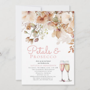 Convites Pétalas Florais e Prosecco Borbulhante Chá de Noiv