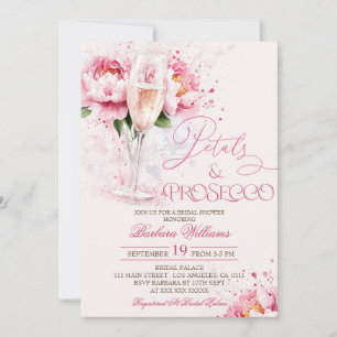 Convites Pétalas Florais Rosa & Brunch de Chá de Noiva com 