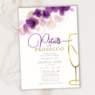 Convites Pétalas Orquídeas Roxas Prosecco Boho Bridal Elega