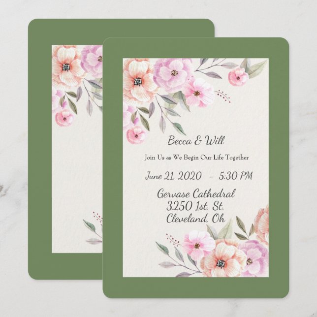 Convites Pétalas Pastéis Lindas (Frente/Verso)