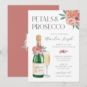 Convites Pétalas & Prosecco Bege Rosado Floral