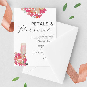 Convites Pétalas & Prosecco Chuveiro de Noiva Floral Rosa C