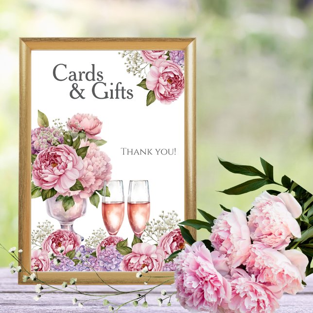 Convites Pétalas & Prosecco Placa de "Cartões e Presentes" (Petals & Prosecco "Cards & Gifts" Sign)