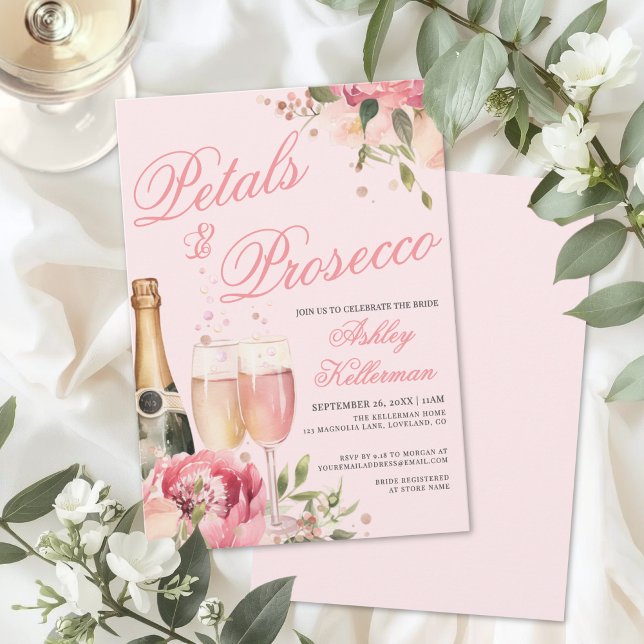 Convites Petals And Prosecco Bridal Shower (Petals And Prosecco Bridal Shower Invitation)