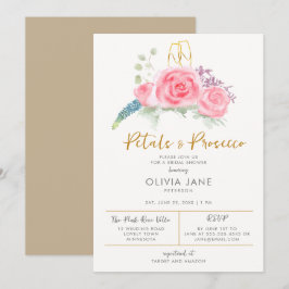 Convites Petals Prosecco - Chá de panela Inverso Dourado Fl