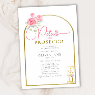 Convites Petals Prosecco Flora Boho Gold Arch Bridal Shower