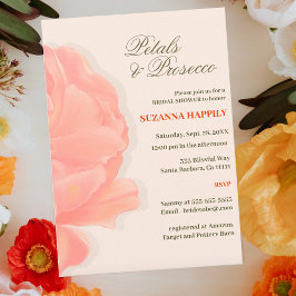 Convites Petals & Prosecco Floral Blush Chá de panela Rosa