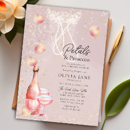 Convites Petals Prosecco Pearam Chá de panela Dourado rosa