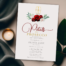 Convites Petals Prosecco Red White Roses Ecru Chá de panela
