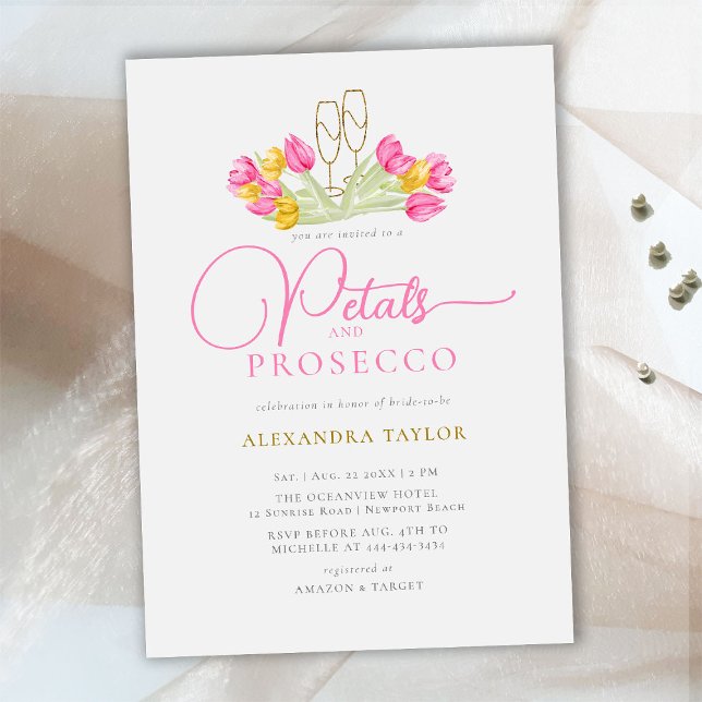 Convites Petéquias Douradas Da Tulipa Amarela Boho Prosecco (Criador carregado)