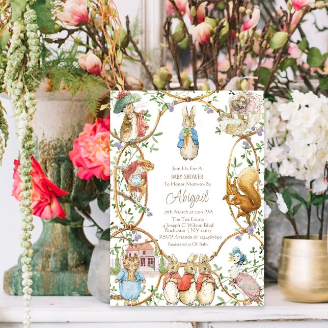 Convites Peter, o Chá de fraldas Beatrix Woodland (Criador carregado)